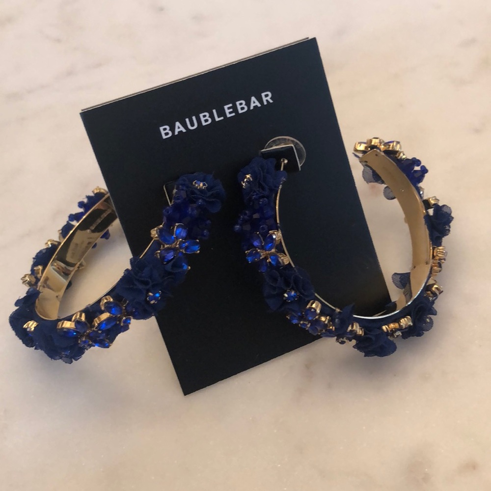 Bauble bar blue hoop earrings